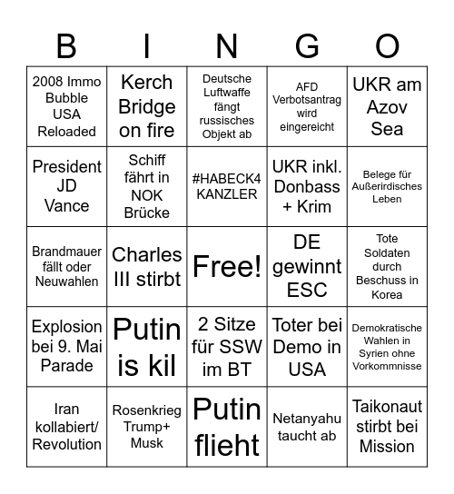 Bingo 2025 Hendrik Bingo Card