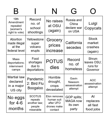 2025 New Year's Bingo Card