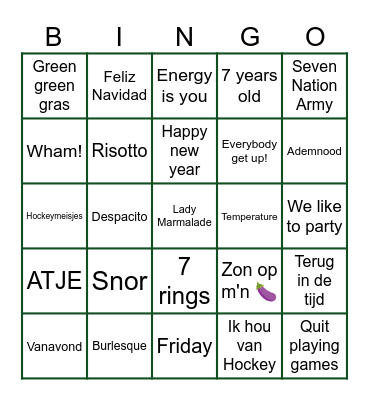 Dames 7 muziekbingo Card