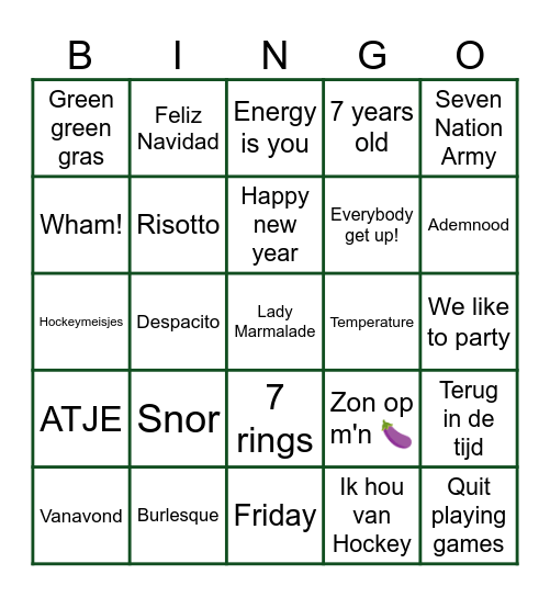 Dames 7 muziekbingo Card