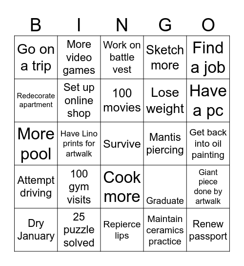 2025 Bingo Card