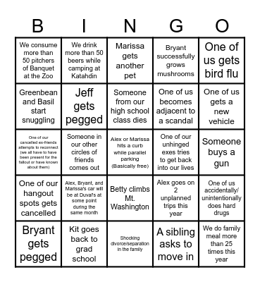 2025 Friend Bingo Lite Bingo Card