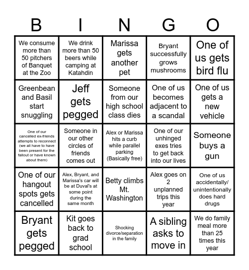 2025 Friend Bingo Lite Bingo Card