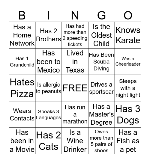 Staff Bingo Card