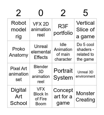 2025 Side Proe Bingo Card