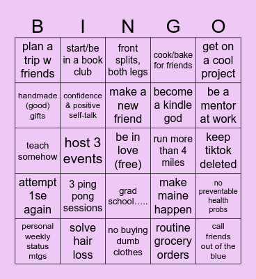 anne will do these things Bingo Card