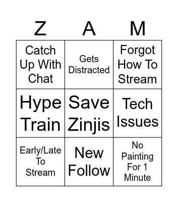 Zambies 2025 Bingo Card
