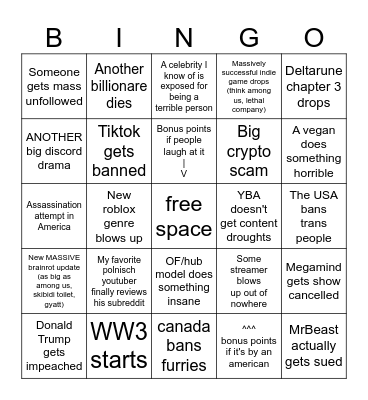 2025 bingo Card