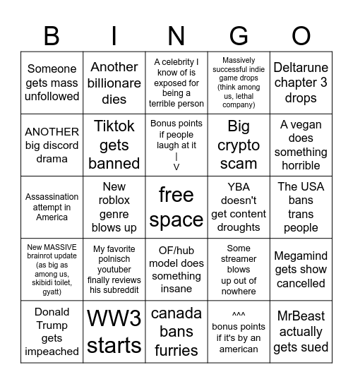 2025 bingo Card