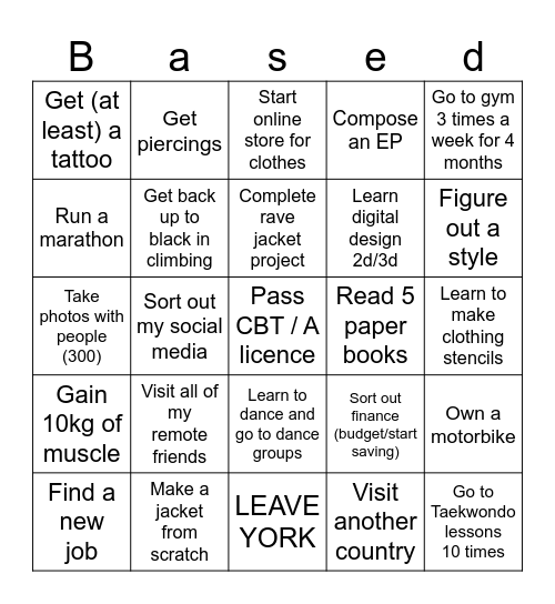 2025 5x5 Bingo Card