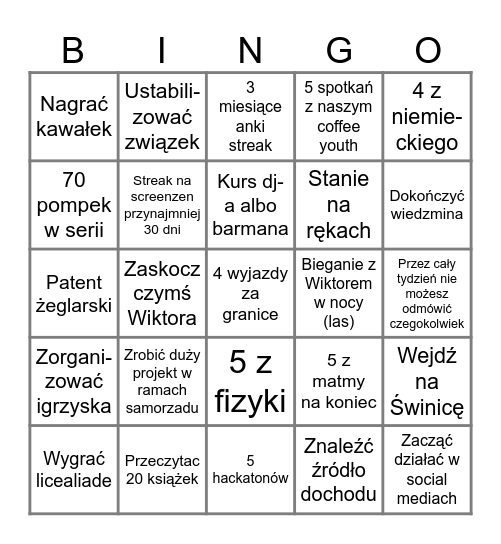 Mikolaj 2025 Bingo Card