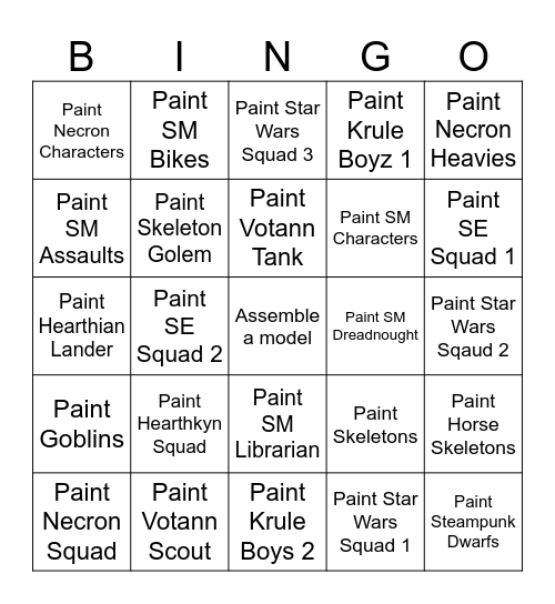 2025 Hobby Bingo Card