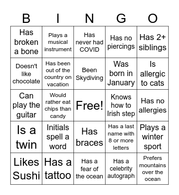 Fun Friday Bingo Card