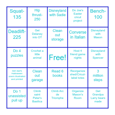 Liz's 2025 Goal Bingo!! Bingo Card
