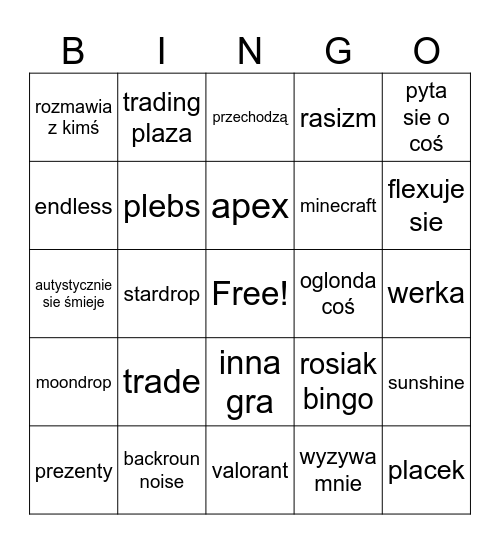 rosiak bingo v2 Bingo Card