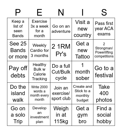 2025 Bingo Card