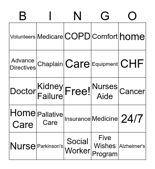 NHC and Caris Bingo Card