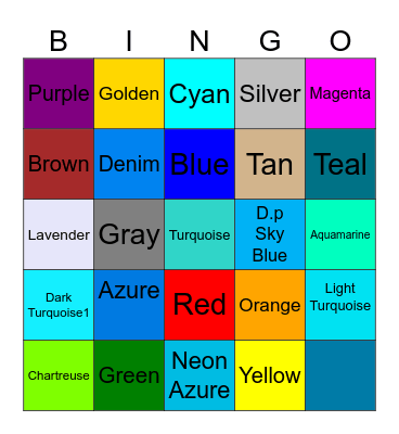 Color Bingo I - II Bingo Card