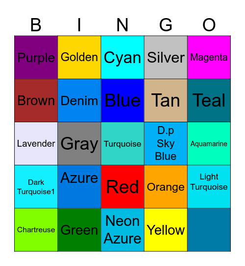 Color Bingo I - II Bingo Card