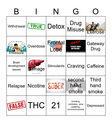 Substance use bingo RBH Bingo Card