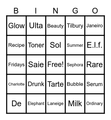Mia's Birthday Bingo Card