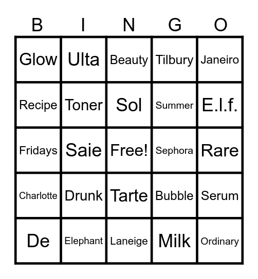 Mia's Birthday Bingo Card