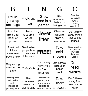 Stewardship BINGO Card