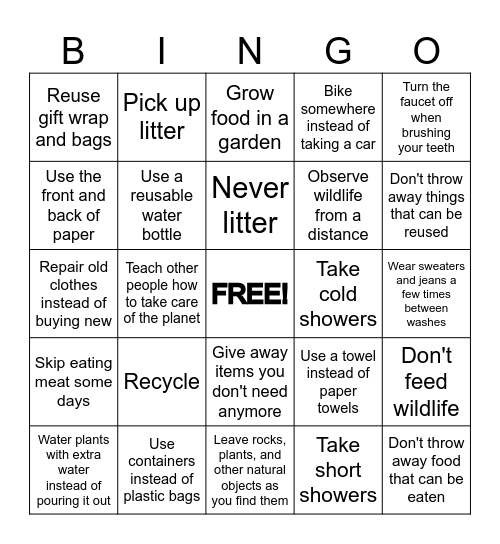 Stewardship BINGO Card