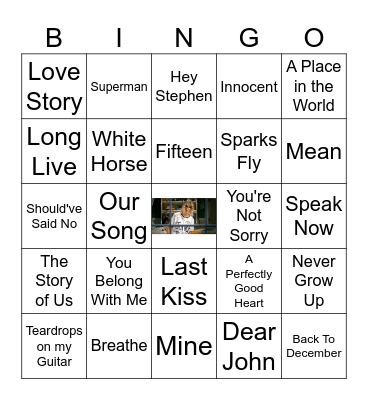 Taylor Bingo 1 Bingo Card