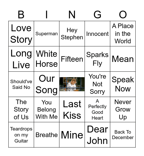 Taylor Bingo 1 Bingo Card