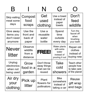 Stewardship BINGO Card