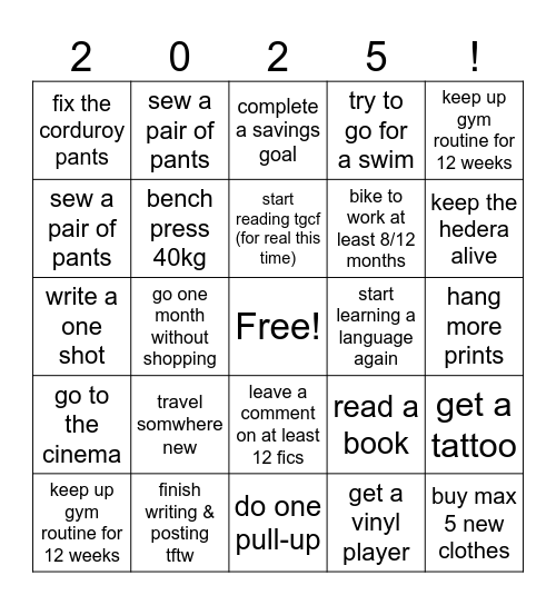 2025 Bingo Card