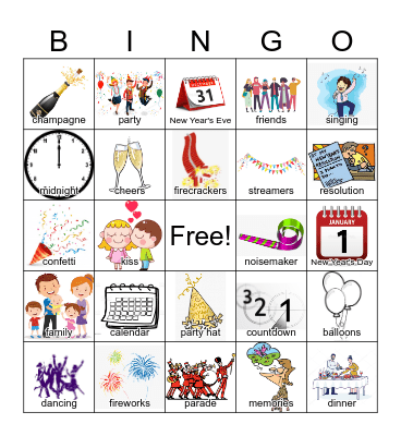 Happy New Year Bingo Card