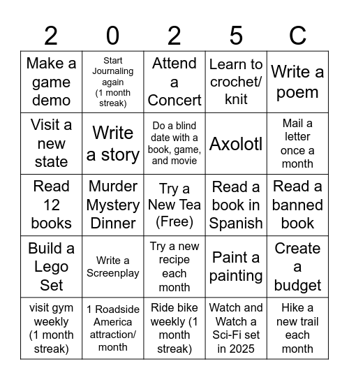 2025 Bingo Card