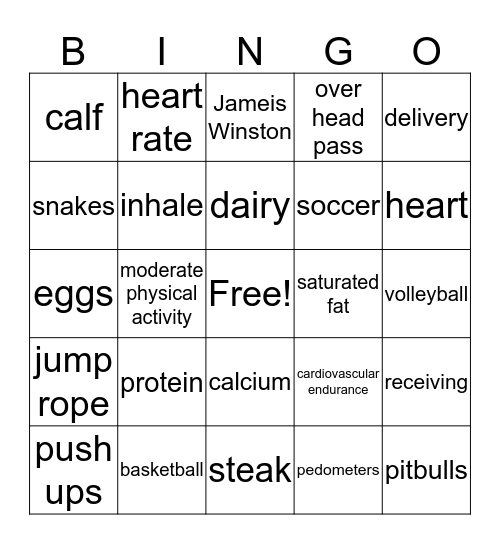 PE Bingo Card