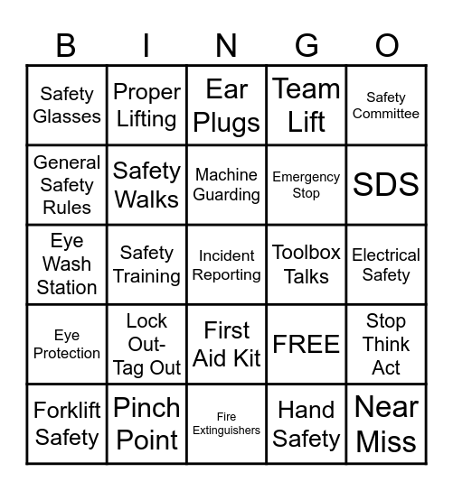 SAFETY Bingo Card