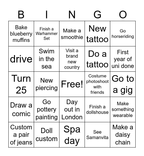 2025 Bingo Card