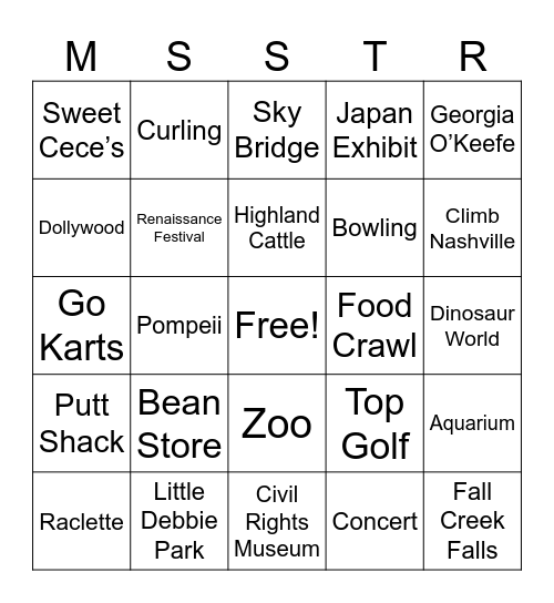 GTP 2025 Bingo Card