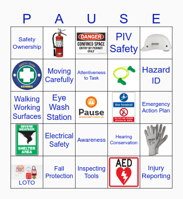 Choose Safety. Check Now. Bingo Card