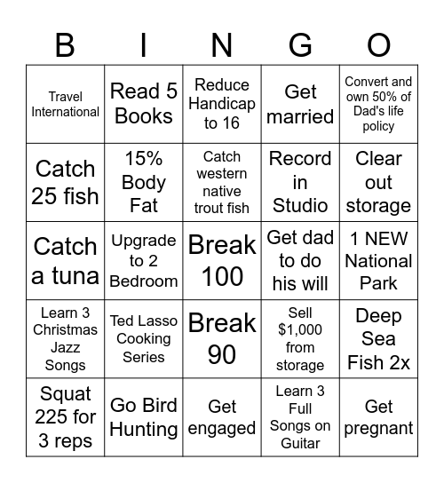 Personal Bingo Card