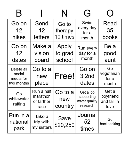 2025 Bingo Card