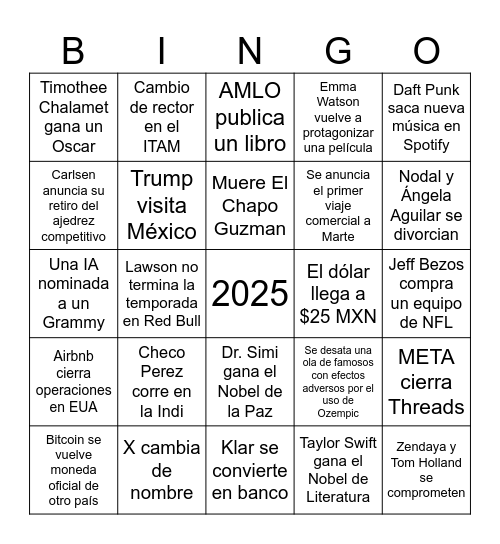 LAG Bingo Card