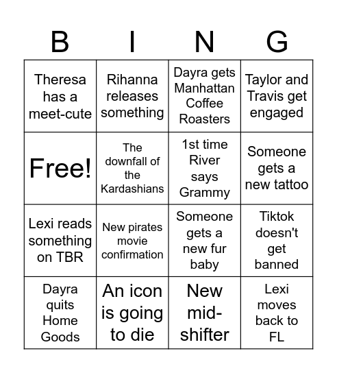 2025 Bingo Card