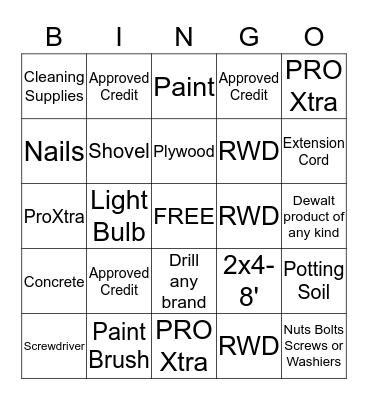 CASHIER BINGO Card