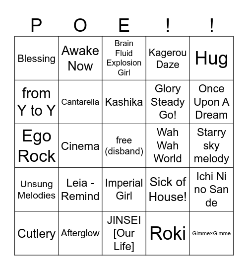 poe's unchanging warmth bingo Card