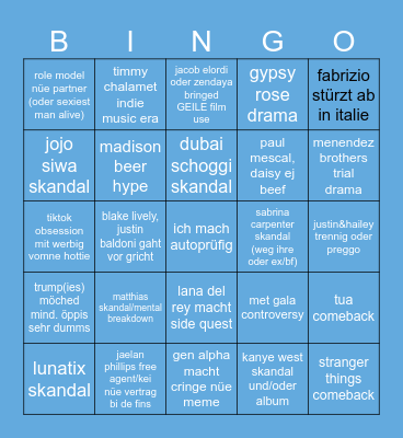 Bingo 2025 Bingo Card