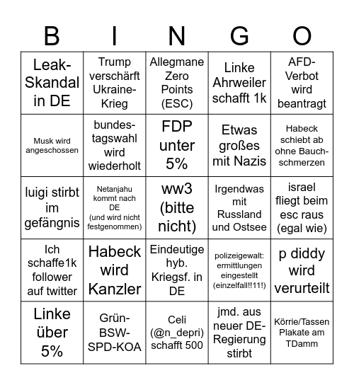 Jamies Bingo Card