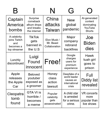 2025 Bingo Card