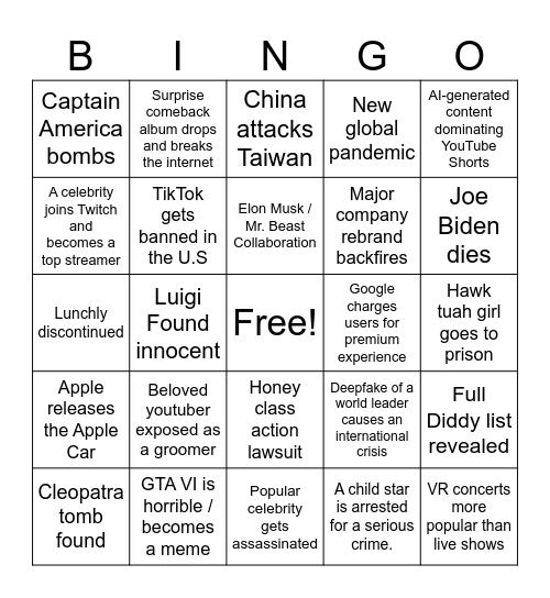 2025 Bingo Card