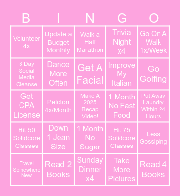 🤍 Julia’s 2025 Goals 🤍 Bingo Card
